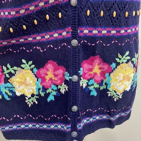 Jantzen vintage embroidered and beaded floral vest. Size M medium 8/10 - Picture 7 of 12